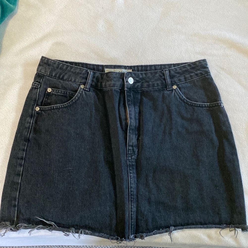 Black denim skirt